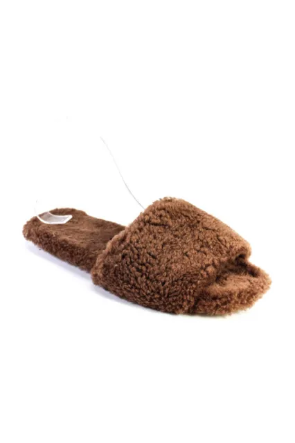 Raye Womens Faux Fur Slide On Sandals Brown Size 8