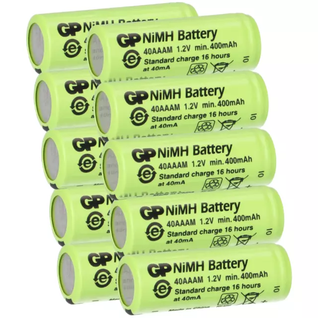 10x GP Battery 2/3 AAA 1,2V/400mAh GP40AAAM Micro Nimh Battery High 29,7mm