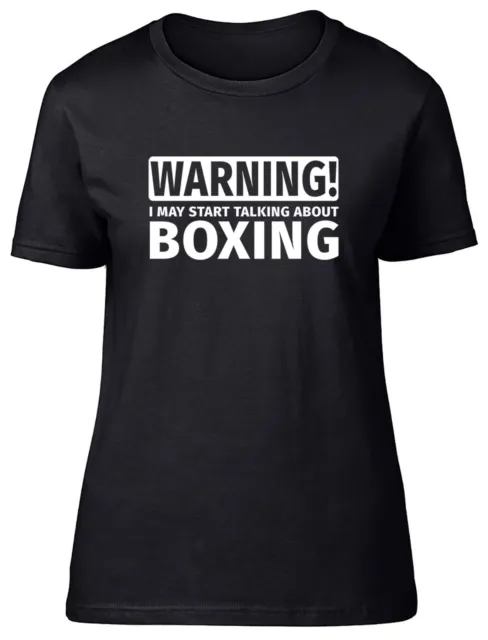 T-shirt donna Warning May Start Talking about boxe maglietta donna regalo