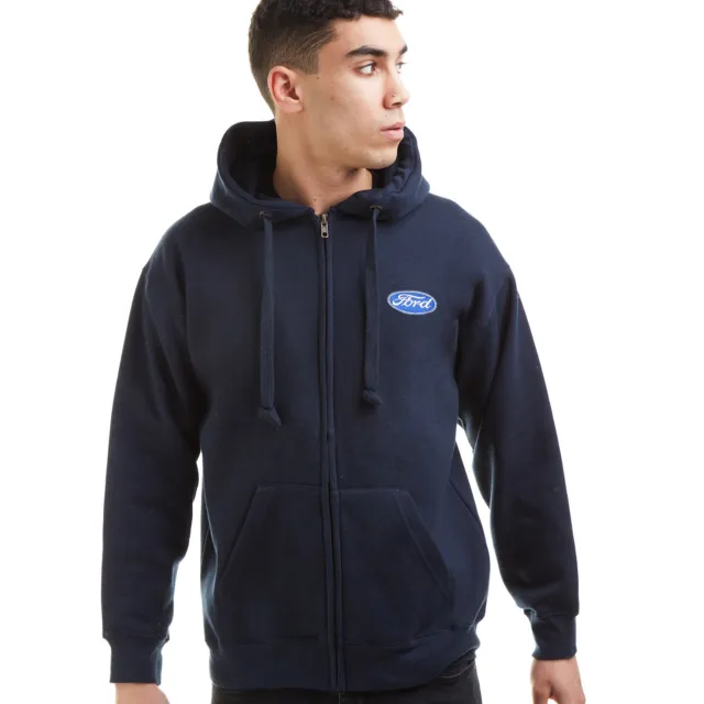 Official Ford Mens Ford Logo Icon Zip Hood Navy S - XXL
