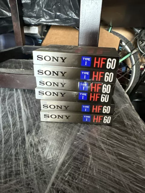 Sony HF60 60 Minute Type I Normal Bias Cassette Tape Lot Bundle of 6 NEW Sealed