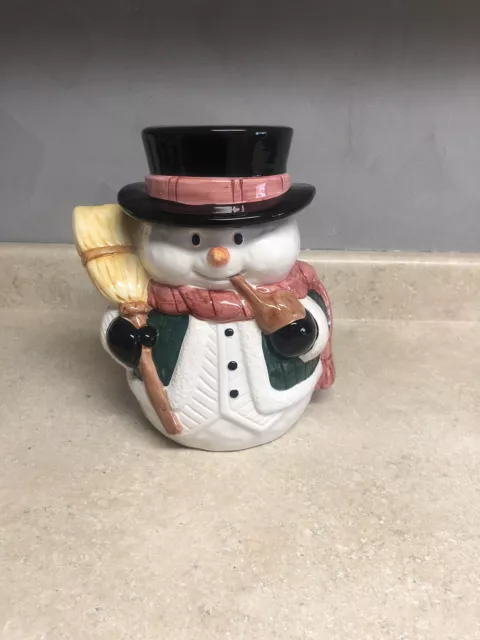 Vintage Frosty The Snowman Ceramic Hand Painted Holiday Christmas Cookie Jar