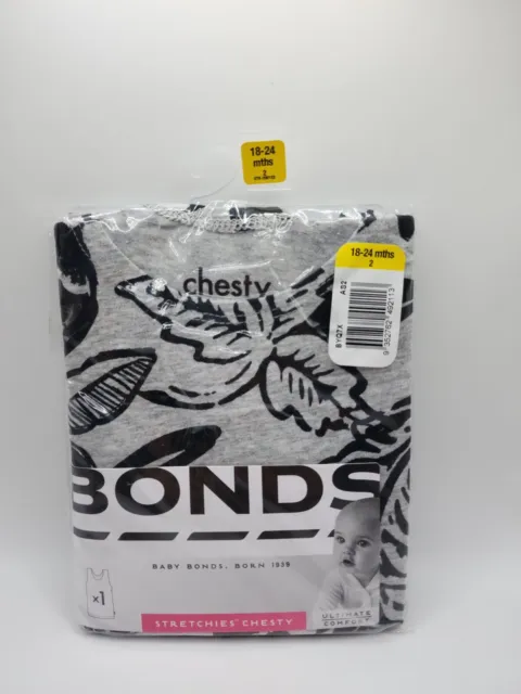 BNWT Boys Bonds Stretchies Chesty Boys Singlet Blue Leopard Size 1, 12-18 Months