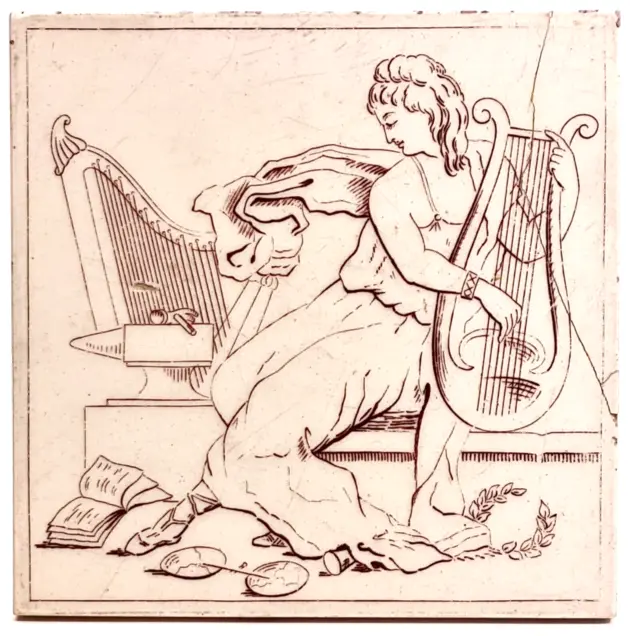 Repaired Antique Minton Hollins & Co - Arts & Sciences Series Musician C1875