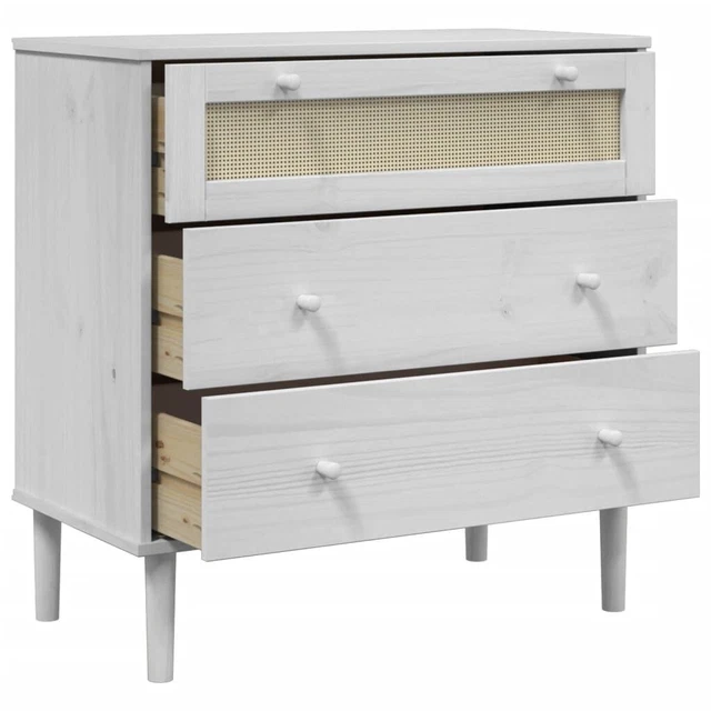 AX Cassettiera Bianco 80x40x80cm Serie SENJA Portaoggetti Cassetti Lusso 358023