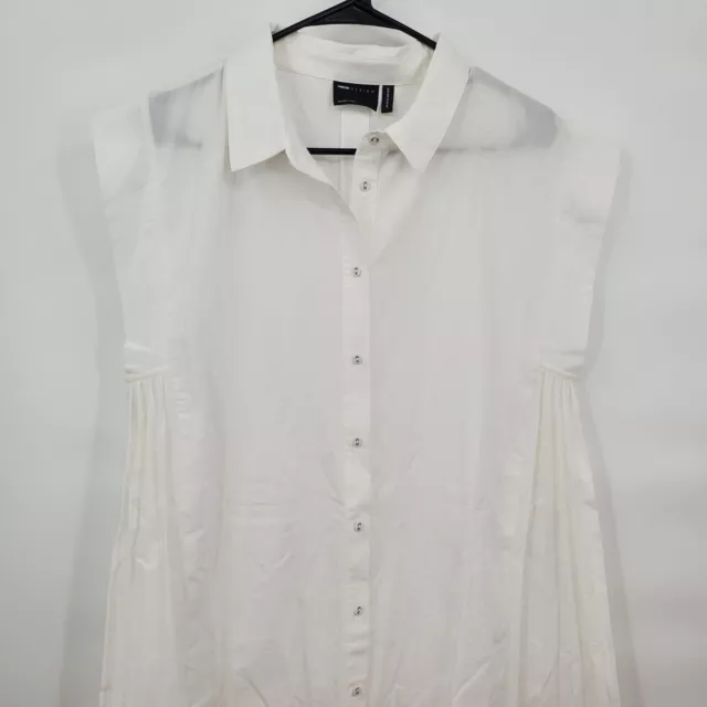 ASOS Trapeze Cotton Midi Shirt Dress Womens Size 8 NWT Oversize Pleated White 3