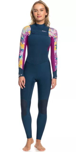 Roxy Womens Swell Series 4/3mm GBS Chest Zip Wetsuit - Anthracite Hot Tropics Sw