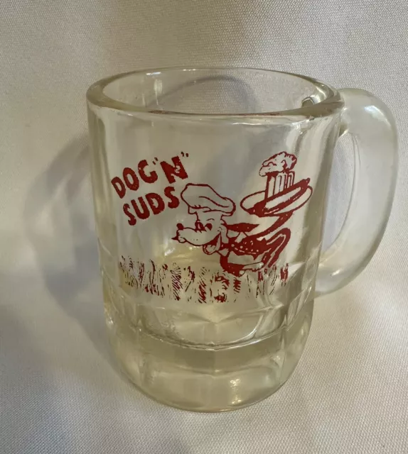 Vintage Dog N Suds Miniature Glass Mug Root Beer Drive In Restaurant 3 1/4" Tall