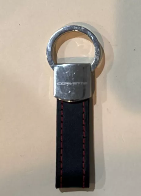 Chevrolet Corvette Keychain Ring Black Leather Chain For Key Fob