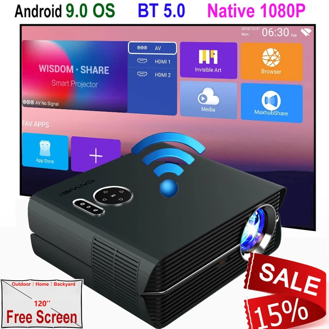Home Cinema Projector Android 9.0 BT WIFI Audio Multimedia Party HDMI ZOOM LED