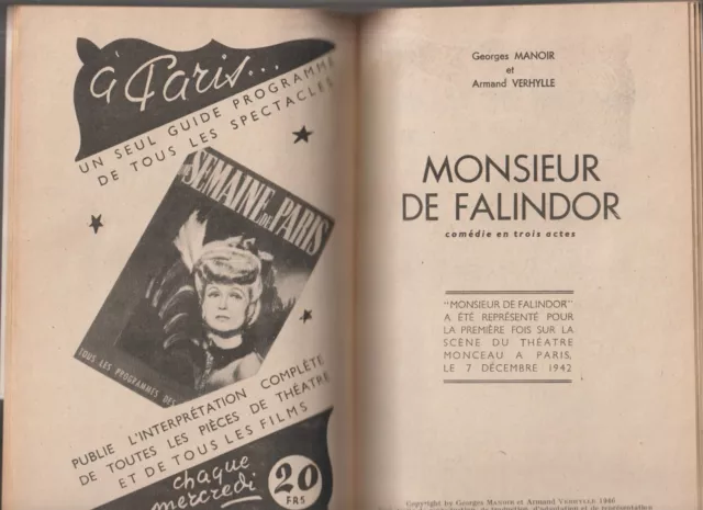 Paris THEATRE N°1. La Célestine/P Achard, M. de Falindor/ Manoir, Verhylle. 1947 3