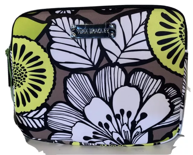 Vera Bradley Floral Green Brown White Black Neoprene Fits 7.5" Tablet Sleeve NWT