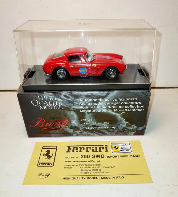 Bang Models 1:43 Scale #7077, Ferrari 250 SWB Stradale