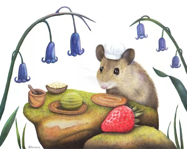 Mouse Baker A5 Limited Edition Giclee Print Gift Artist Sign Francesca Dawson