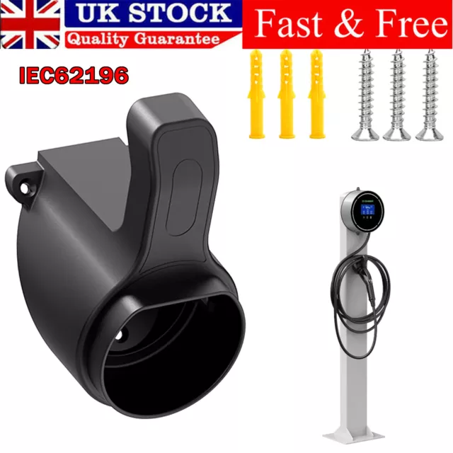 EV Charger Cable Holder Type 2 Plug Electric Car Charging Gun Fixed Socket