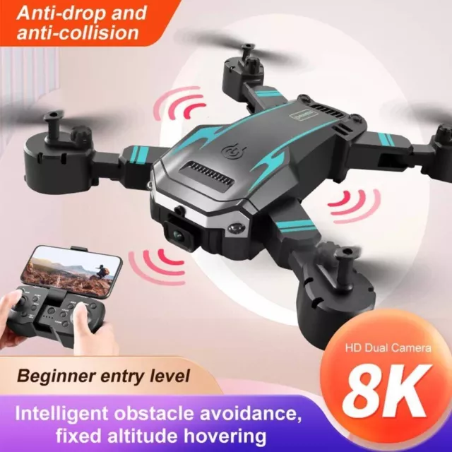 8K HD Drone Dual Camera WIFI FPV Foldable 3 Batteries Selfie RC Quadcopter