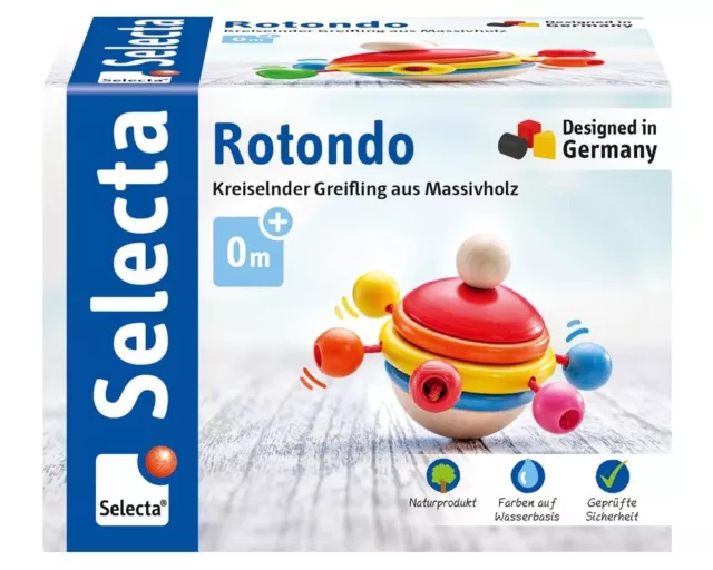 Selecta 61068 Rotondo Wooden Spinning Grasping Toy 7.5 cm (US IMPORT)