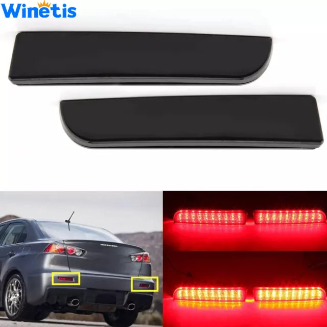 Smoked Lens Bumper Reflector Tail Brake Rear Fog Light For Mitsubishi Lancer Evo