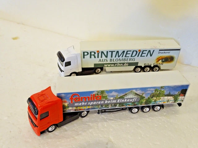 Lot De 2 Camions Semi-remorques Publicitaires HO (1/87) - Occasion En Bon état