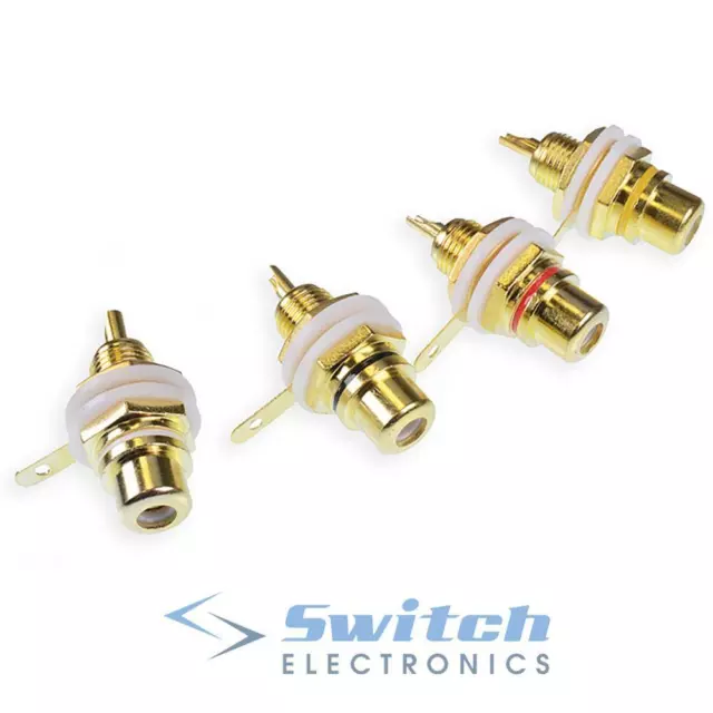 Red Black White Yellow Gold Plated RCA Phono Socket Connector