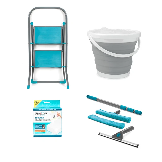 BELDRAY COMBO7302A MOP Bucket, Stepladder, Window Cleaning Set and 10