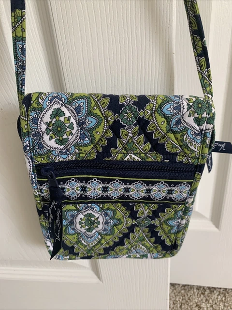 Vera Bradley Mini Hipster Crossbody Bag Purse Blue EUC Cambridge Print Quilted
