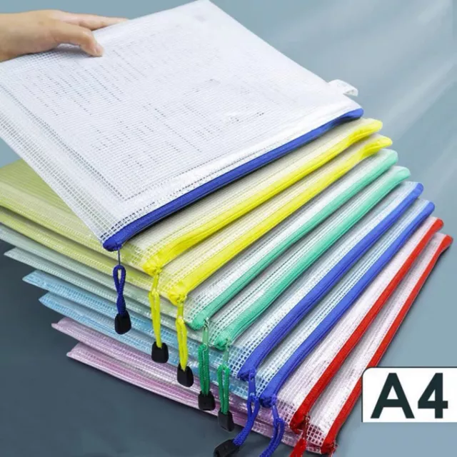 5pcs Rete Cerniera Borsellino Documenti Borsa Impermeabile File Cartelline A4 -