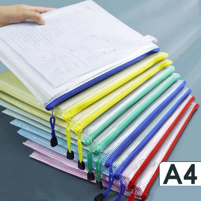 5pcs Rete Cerniera Borsellino Documenti Borsa Impermeabile Zip File Cartelle  -