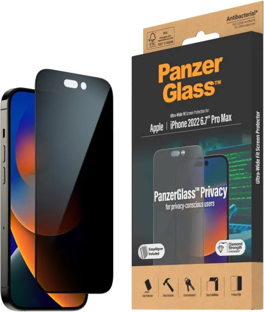 PANZERGLASS™ PRIVACY SCREEN Protector for Iphone 14 Pro Max - Ultra-Wide Fit  and $62.99 - PicClick AU