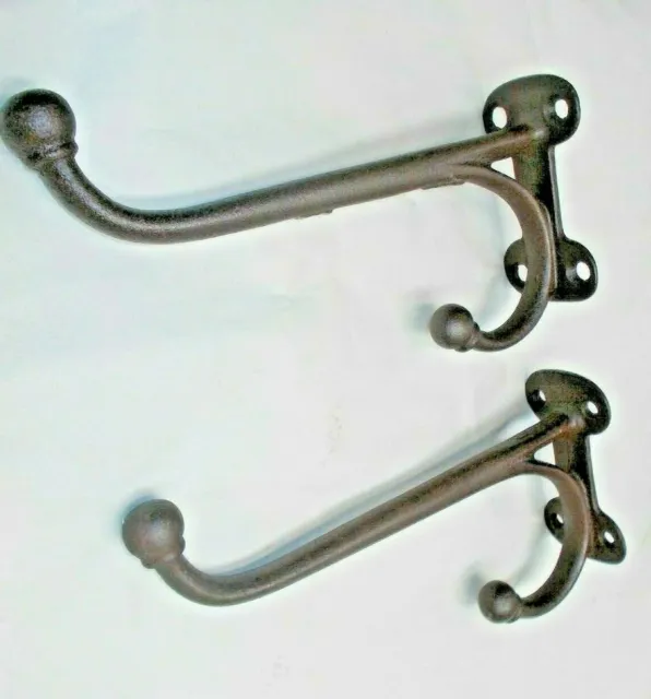 Vintage Lot of 2 Cast Iron Heavy Duty Hat or Coat Hooks, or Barn / Tack Room 4
