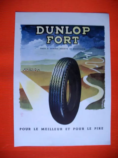 Publicite De Presse Dunlop Fort Pneu Grande Reserve De Resistance Leruth Ad 1948
