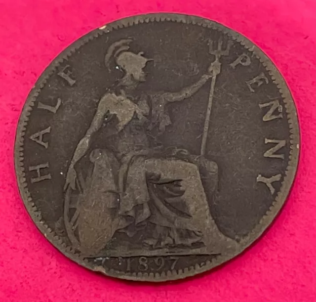 1897 Half Penny Gb Uk Queen Victoria Collectible Coin  Scarce