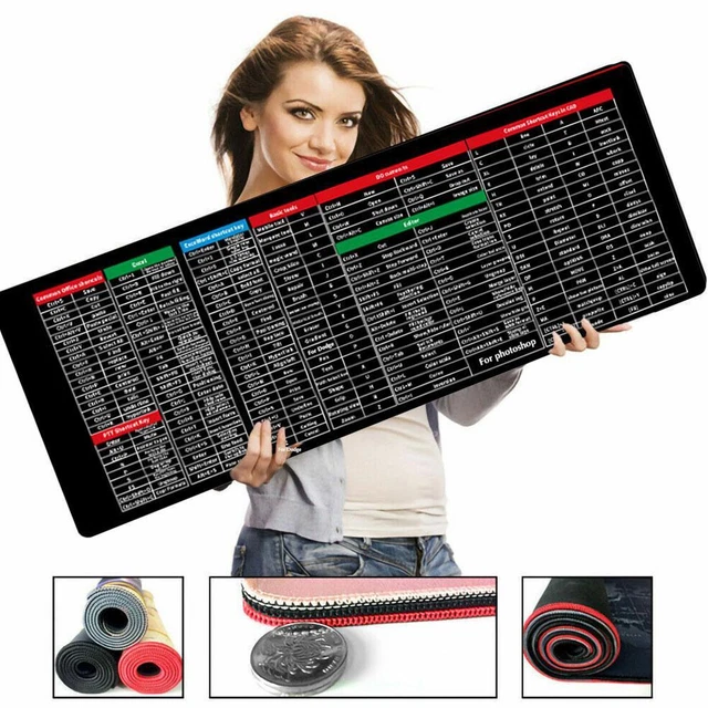 LARGE MOUSE PAD Word/Excel/Power Point Shortcut Keys Desk Pad Mat Anti ...