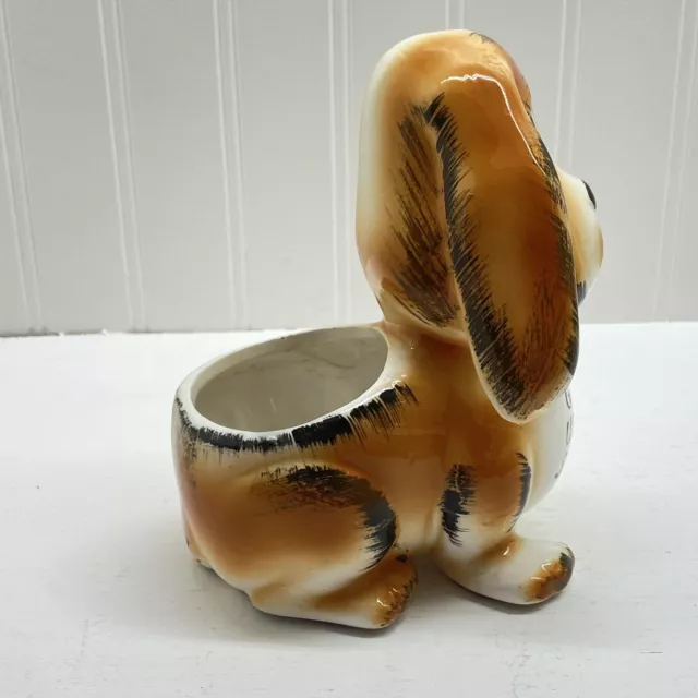 Vintage Bassett Hound Puppy Dog Ceramic Planter “ Get Well Soon” 3