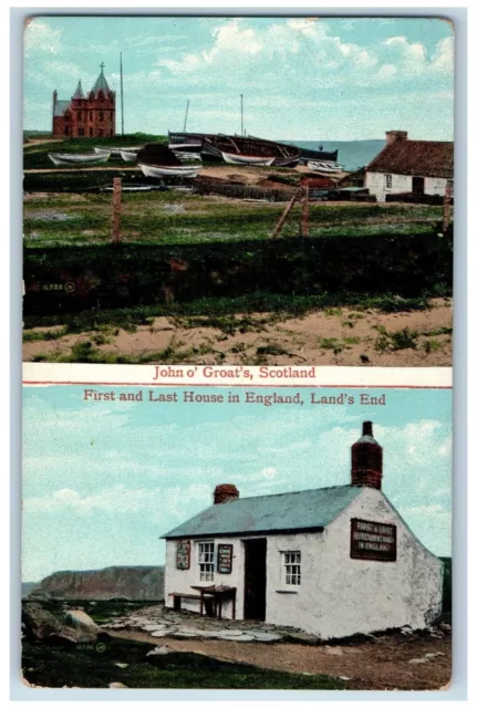 Postcard John o Groat's Scotland First Last House England Land's End c1910