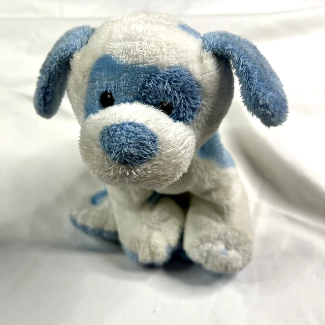 Ty Lux Baby Pups Blue Pluffies Adorable White Puppy Dog with Blue Spots RARE