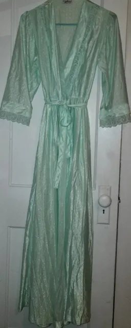 Vtg Gilead Robe & Nightgown Set Chiffon & Lace Peignoir Mint Green Nylon Petite