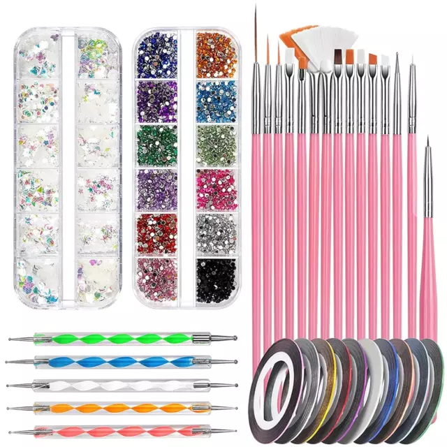 Nail Art Pinsel Set, Pinsel Für Gelnägel, 15 Stücke Nagel Pinsel Rosa, 5 Stücke