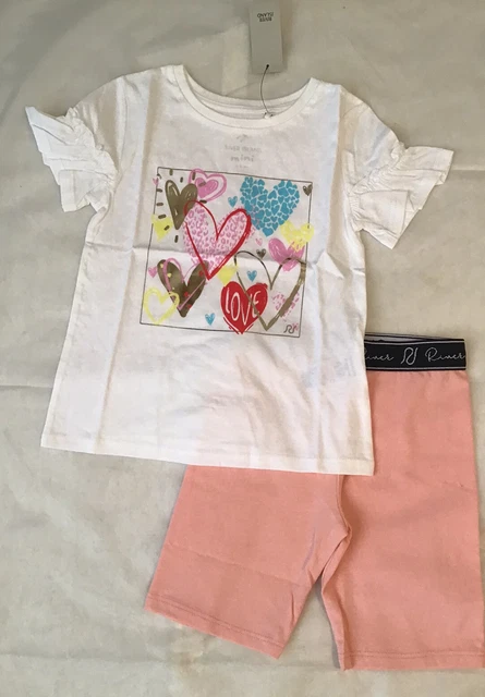 Set di pantaloncini da ciclismo rosa River Island mini ragazze età 3-4 anni nuovi con etichette