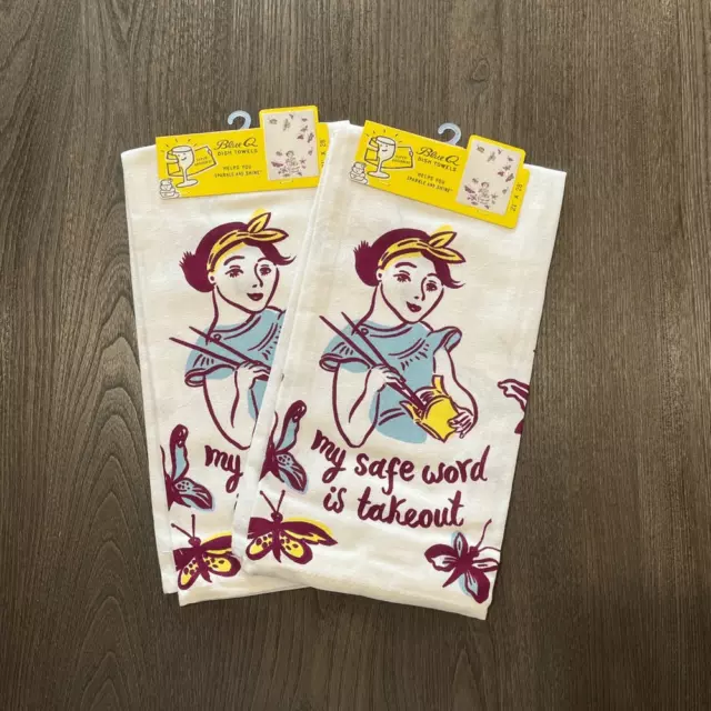 NWT Blue Q 2 Piece Dish Towel Set Funny Humor