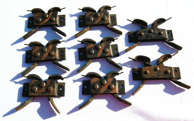 8 Antique Victorian Clamp-Claw Iron Window Sash Locks Pat.1896 Japaned finish