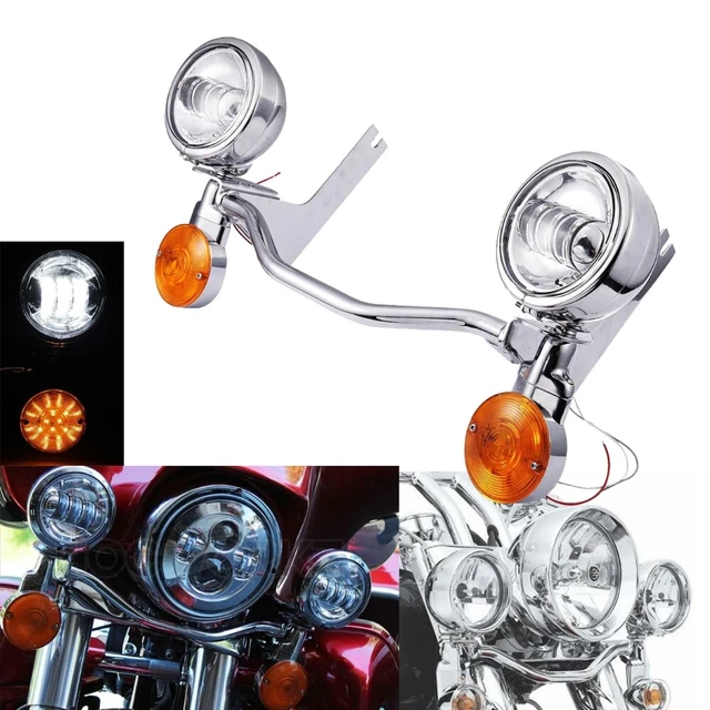 Spot Passing Lights Lamps Turn Signals Bar Kit for Harley Touring Road King US