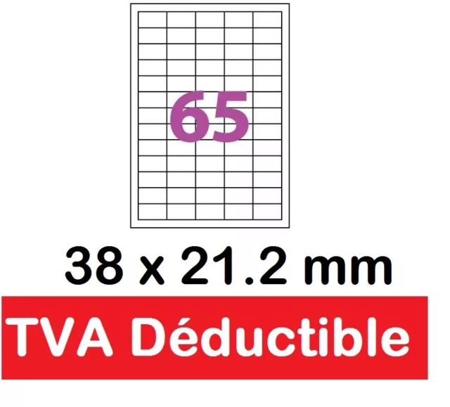 planche de 65 étiquettes adhésives 38.1 x 21,2 mm mini étiquette autocollante