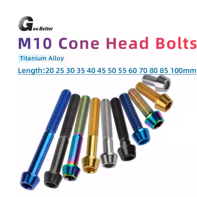 M10 Titanium Taper Head Bolts Screws 20 25 30 35 40 45 50 55 60 70 80 85 100mm