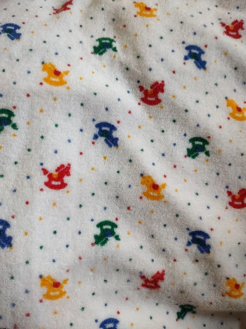 Vintage Rare Terry Cloth Rocking Horse Fabric Material Craft Sewing Nursery BTY