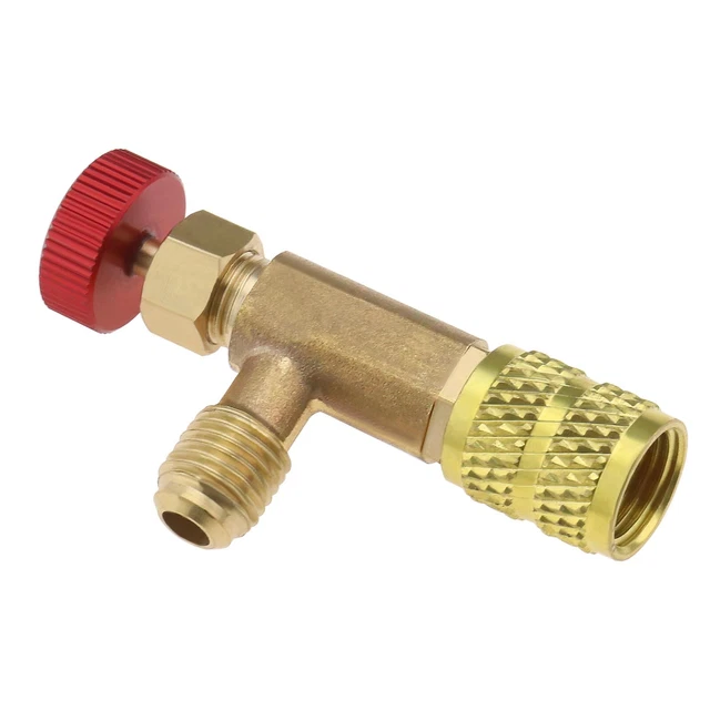 CD2060 Refrigerant Charging Valve For R22 AC Systems - 1/4" Male To 1/4" Female Brass Adapter