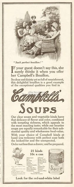 1912 Campbell Soup Camden NJ Such Perfect Bouillon Antique Kitchen Wall Decor Ad