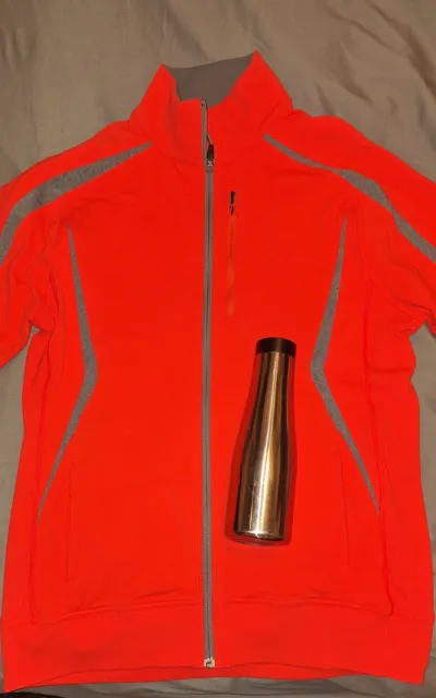 BUNDLE LULULEMON ATHLETICA Zip Smash Jacket Mens L Red & Gray WITH Lulu  Flask $19.99 - PicClick