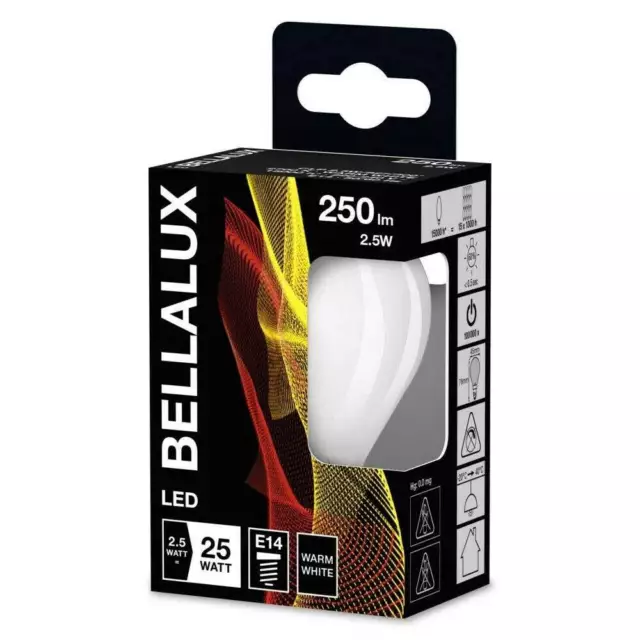 Bellalux LED Filament Lampen Tropfen 2,5W = 25W E14 matt 250lm warmweiß 2700K 3