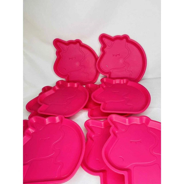 New Unicorn 10 Pk Plates Your Zone Plastic Shaped Kids Pink Color Microwave Safe